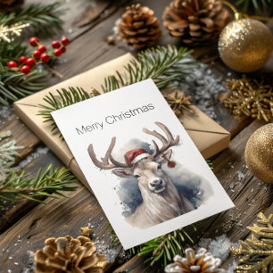 Rustic Reindeer Christmas, custom Postcard