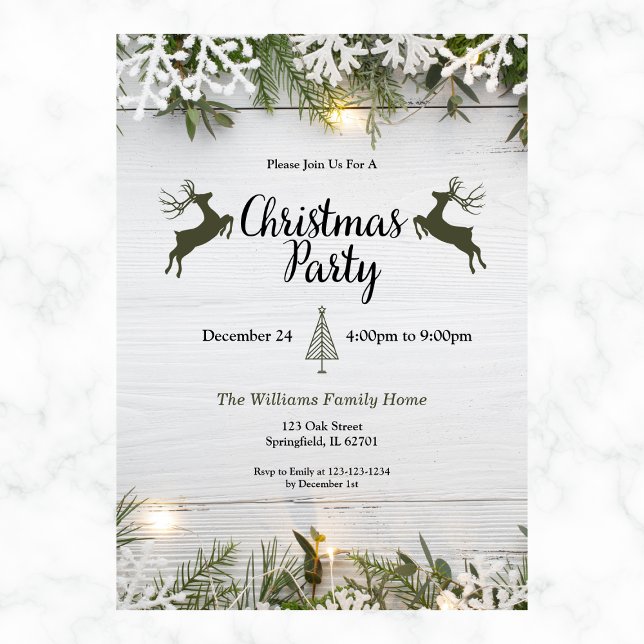 Rustic Reindeer Christmas Party  Invitation (Creator Uploaded)