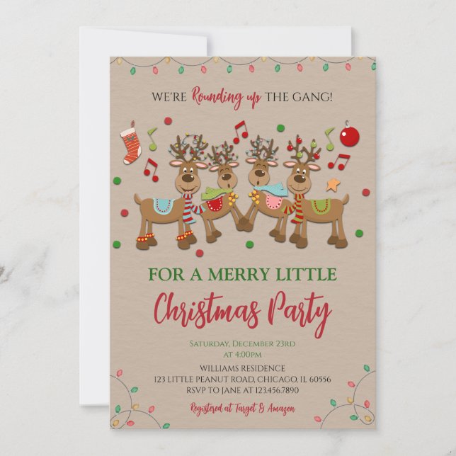 Rustic Reindeer Christmas Party Invitation (Front)