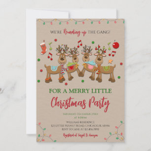 Rustic Reindeer Christmas Party Invitation