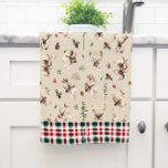 Rustic Reindeer Farmhouse Family Name Monogram Tea Towel<br><div class="desc">Featuring initial monogram along with a last name and established date, and beautiful farmhouse plaid. Add your custom wording to this design by using the "Edit this design template" boxes on the right-hand side of the item or click the blue "Customize it" button to arrange the text, change the fonts...</div>