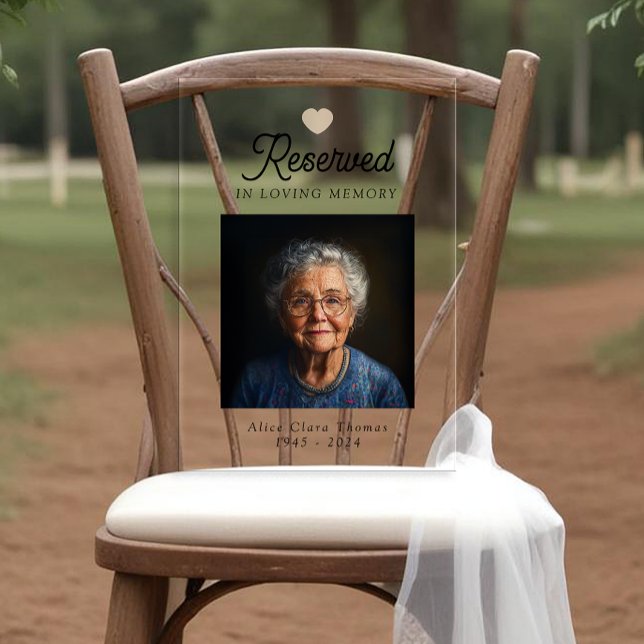 Rustic Remembrance Wedding Acrylic Memorial Sign (Save A Seat - Remembrance )