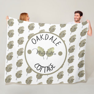 Rustic Rental Cabin Cottage Botanical Leaves Fleece Blanket