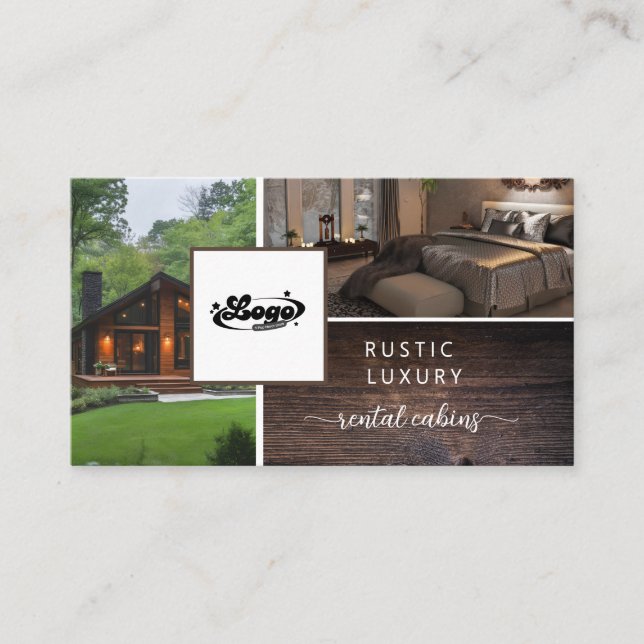 Rustic Rental Costal Logo QR code  Business Card (Front)