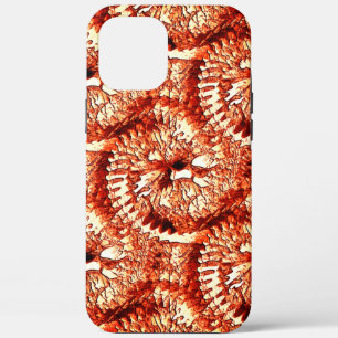 Rustic repetition of reddish coral rosettes carved iPhone 12 pro max case