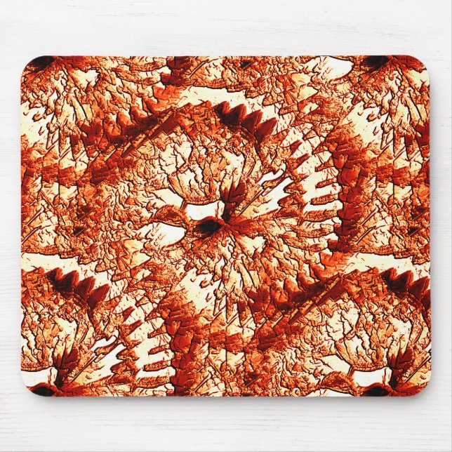 Rustic repetition of reddish coral rosettes carved mouse mat (Front)