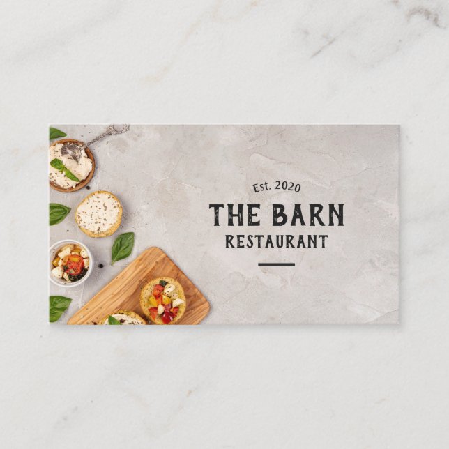 Rustic Restaurant Catering Chef Cafe Business Card (Front)