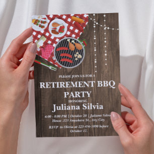 Rustic Retirement BBQ Party Invitation