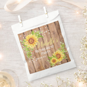 Rustic Retirement Floral Sunflower Party Favour Bags