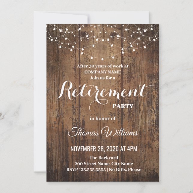 Rustic Retirement Invitation (Front)