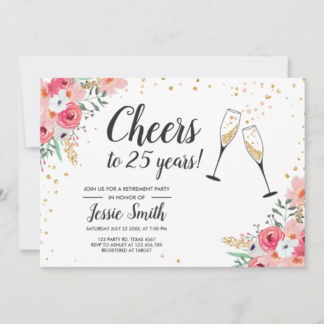 Rustic Retirement Party Invitation Floral (Front)