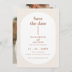 Rustic Retro Boho Rust Terracotta Save The Date Announcement