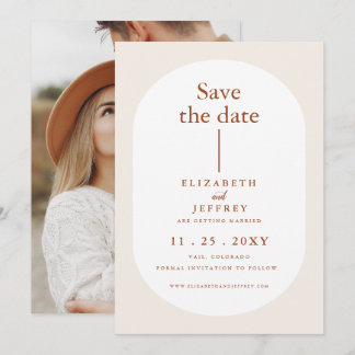 Rustic Retro Boho Rust Terracotta Save The Date Announcement