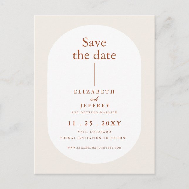 Rustic Retro Boho Rust Terracotta Save The Date Announcement Postcard (Front)