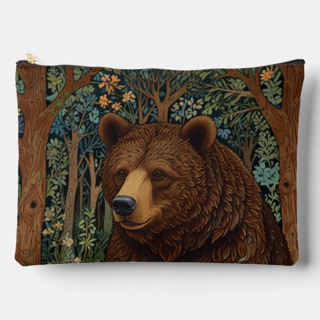 Rustic retro brown bear accessory pouch (Front)