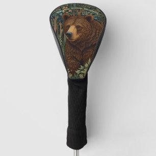 Rustic retro brown bear golf head cover