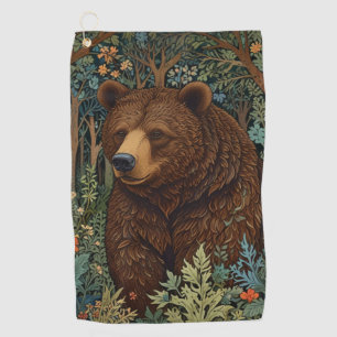 Rustic retro brown bear golf towel