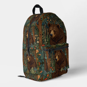 Rustic retro brown bear printed backpack