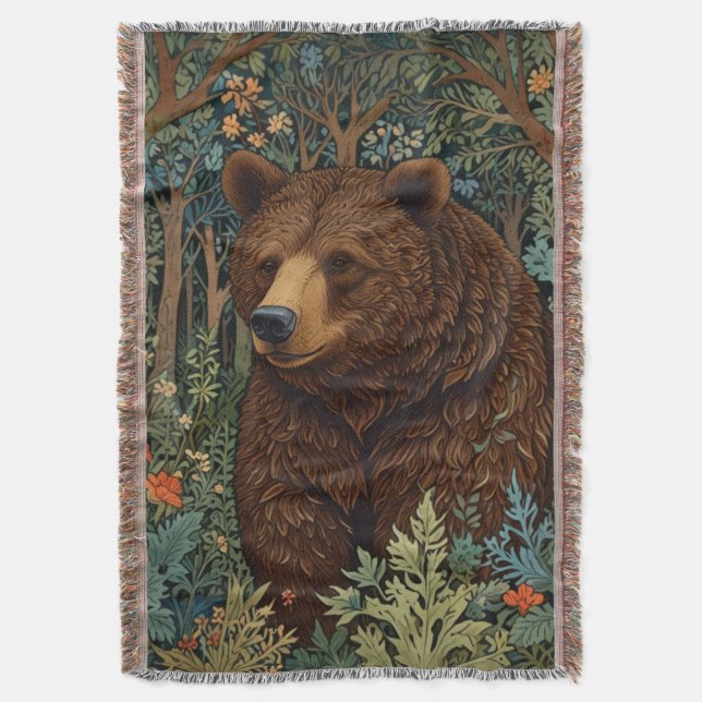 Rustic retro brown bear throw blanket (Front Vertical)