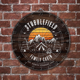 Rustic Retro Family Name Wood Look Custom Dartboard