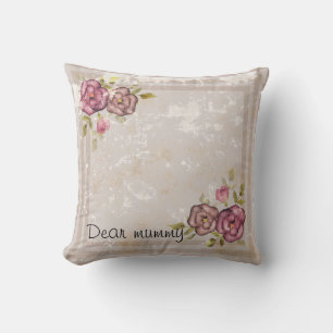 Rustic retro grunge beige texture flowers roses fl cushion