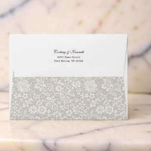 Rustic Retro Ivory Lace Romantic Wedding Envelope