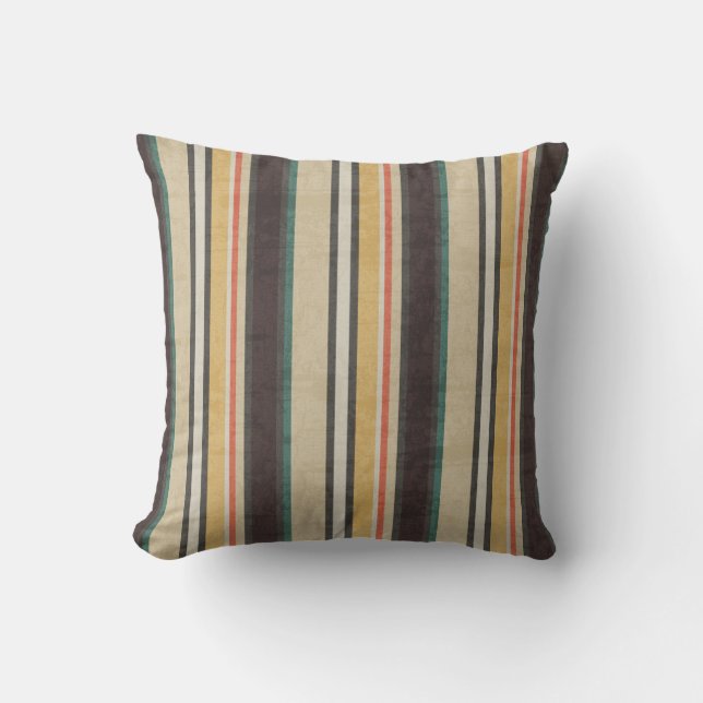 Rustic Retro Stripe Pattern Cushion (Front)
