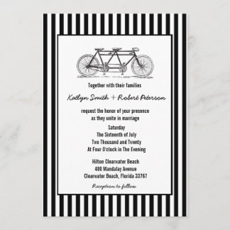 Rustic Retro Tandem Bicycle Wedding Invitation