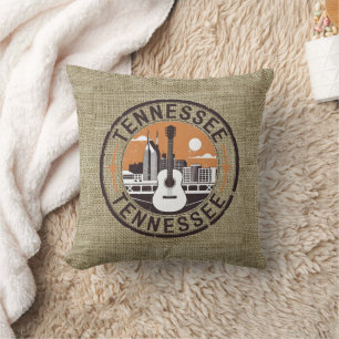 Rustic Retro Tennessee Travel Stamp Cushion