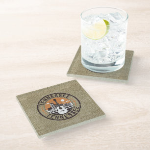 Rustic Retro Tennessee Travel Stamp Glass Coaster