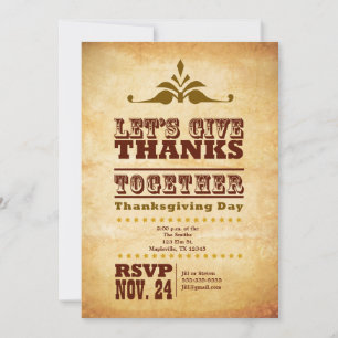 Rustic Retro Thanksgiving Invitation
