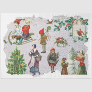 Rustic Retro Vintage Christmas Winter Holiday  Tissue Paper