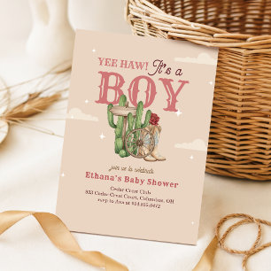 Rustic Retro Vintage Western Boy Baby Shower Invitation