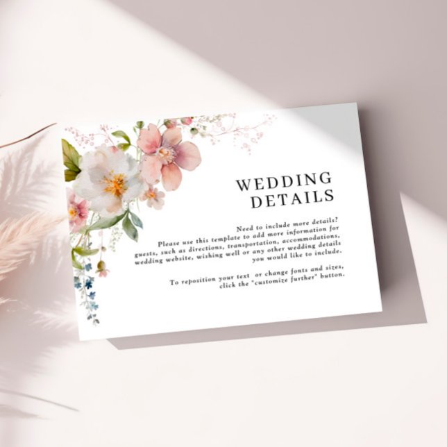 Rustic Retro Watercolor Wildflower Wedding Details Enclosure Card (Creator Uploaded)
