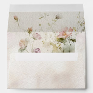 Rustic Retro Watercolor Wildflowers Envelope