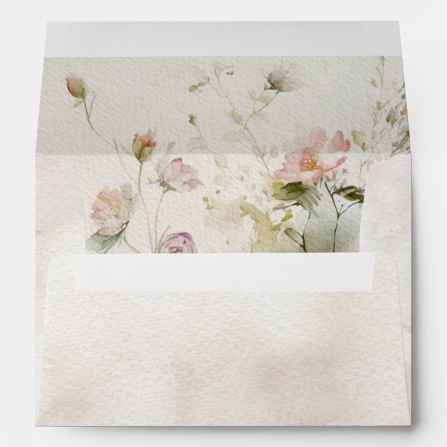 Rustic Retro Watercolor Wildflowers Envelope (Back (Bottom))