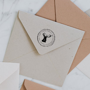 Rustic Return Address Stamp   Stag Deer