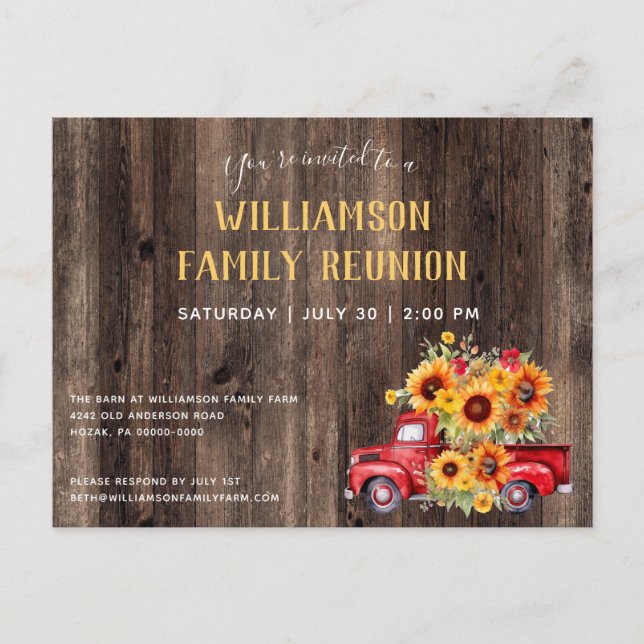 Rustic Reunion Rustic Wood Family Reunion  Invitation Postcard (Front)