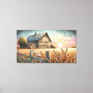 Rustic Reverie: A Serene Countryside Scene Canvas Print