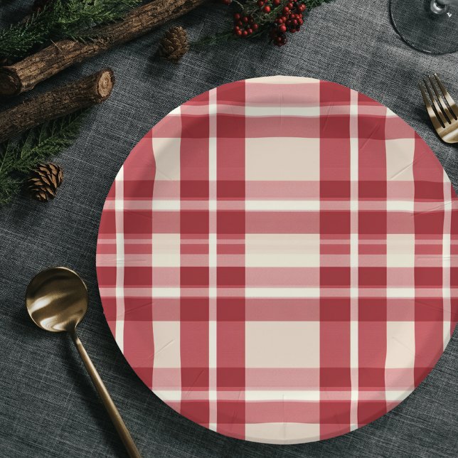 Rustic Reverie | Embracing the Farmhouse Red Plaid Paper Plate (Creator Uploaded)