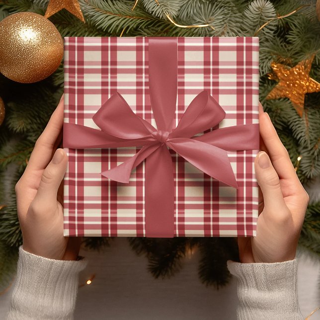 Rustic Reverie | Embracing the Farmhouse Red Plaid Wrapping Paper (Creator Uploaded)