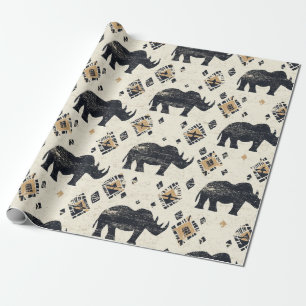 Rustic Rhino Tribal Pattern (2) Wrapping Paper