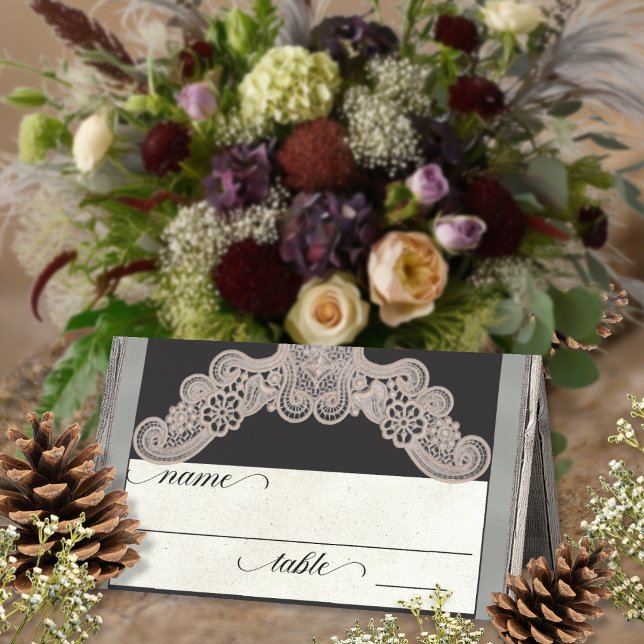 Rustic Ribbon & Lace - Sage Place Card (Creator Uploaded)