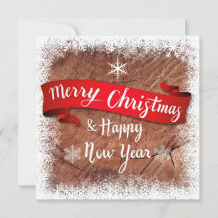 Rustic Ribbon Wishes Holiday Card
