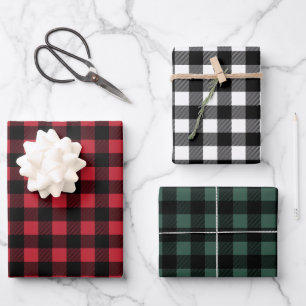 Rustic Rich Red Green Buffalo Plaid Christmas Wrapping Paper Sheet