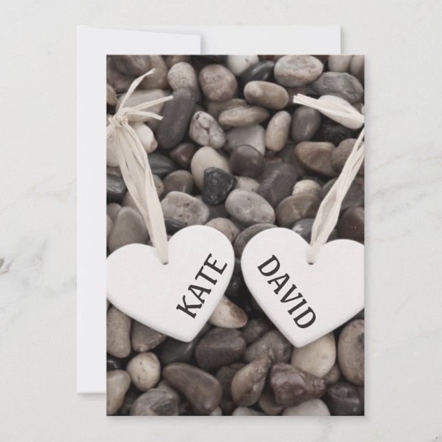 Rustic Riverside Beach Sea Side Pebbles Wedding Invitation (Front)