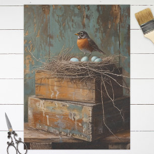 Rustic Robin and Nest Decoupage Tissue Paper