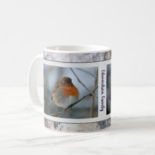 Rustic Robin bird marble pattern family name Coffee Mug