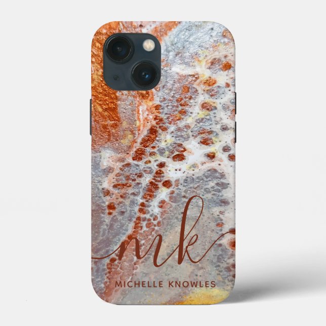 Rustic Rock Gold Marble Texture Custom Initials Case-Mate iPhone Case (Back)