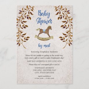 Rustic Rocking Horse boy baby shower by mail Invitation